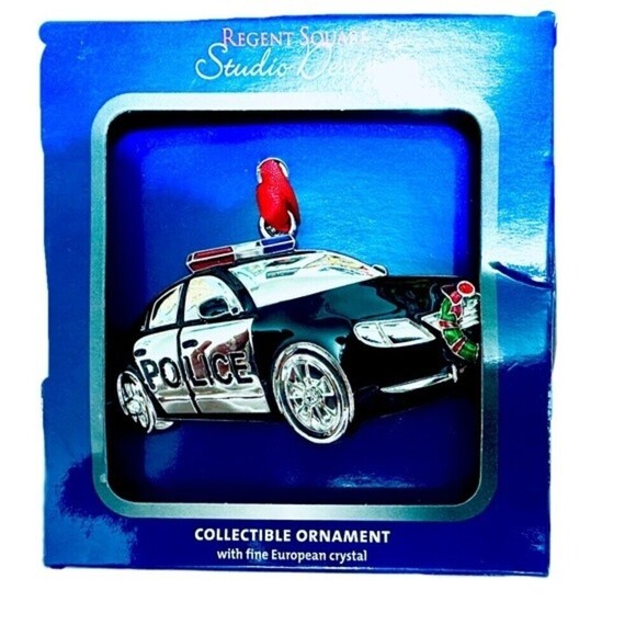 Regent Square Studio Design Police Car Ornament with Christmas Wreath - Picture 1 of 6